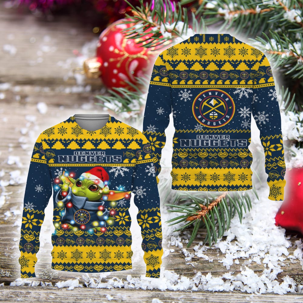 Denver Nuggets Baby Yoda Star Wars Sports Football American Ugly Christmas Sweater Christmas Gift Holiday Unisex Sweatshirt For Fans - 011023-093549 Denver Nuggets Baby Yoda Star Wars Sports Football American Ugly Christmas Sweater Christmas Gift Holiday Unisex Sweatshirt For Fans - 011023-093549