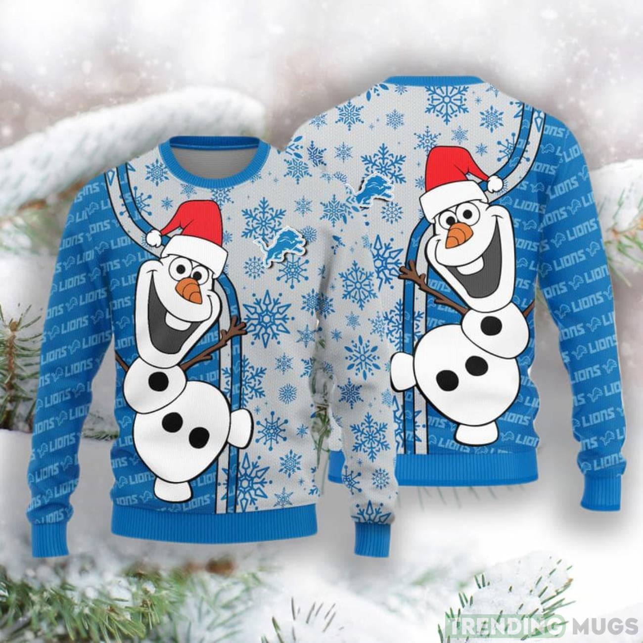 Detroit Lions Olaf Christmas Funny Knitted Sweater Product Photo 1