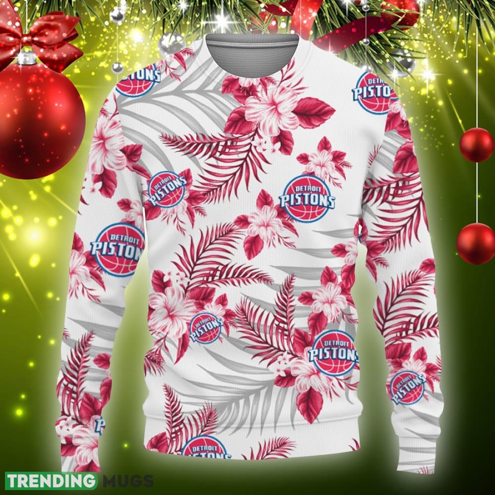 Detroit Pistons Tropical Patterns Knitted Christmas Sweater Gift Holidays - Detroit Pistons Tropical Patterns New Trends For Fans Club Gifts Unisex 3D T-Shirt, Hoodie, Sweatshirt-3D Sweatshirt_3