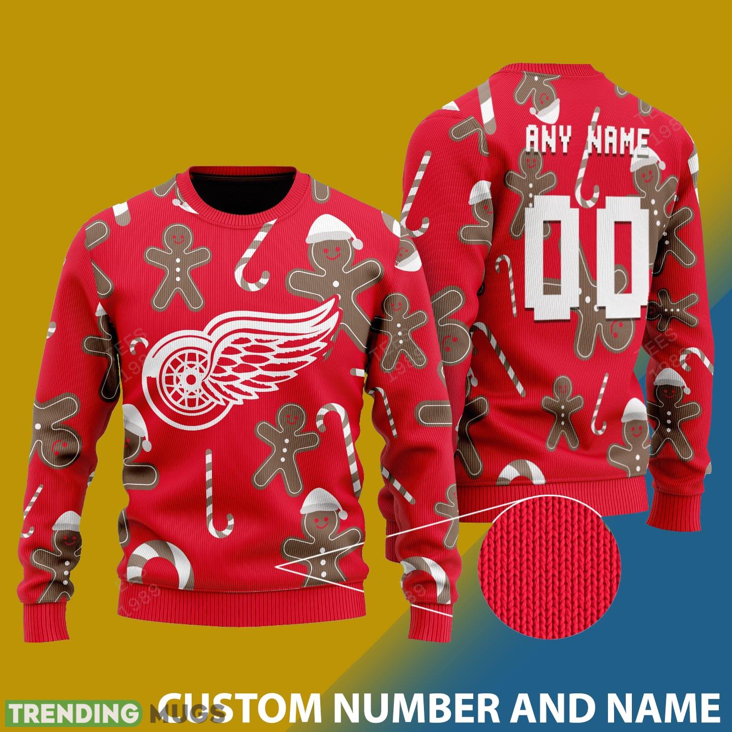 Detroit Red Wings Snowflakes Reindeer 3D Sweater Custom Number And Name - Detroit Red Wings - CUSTOMIZE YOUR NAME & NUMBER Photo 1 Detroit Red Wings Snowflakes Reindeer 3D Sweater Custom Number And Name - Detroit Red Wings - CUSTOMIZE YOUR NAME & NUMBER Photo 1