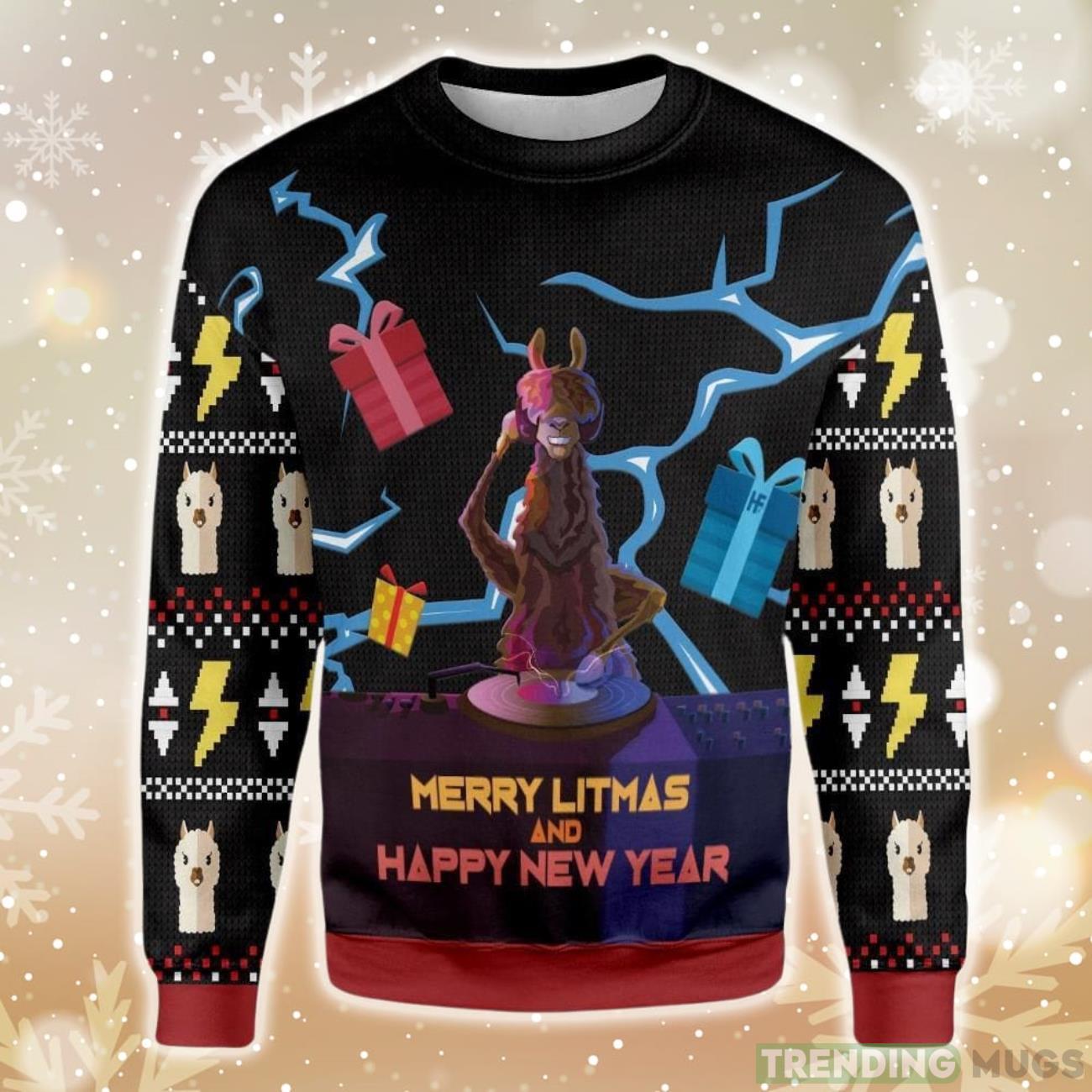 DJ Llama Happy Litmas Ugly Christmas Sweater Product Photo 1