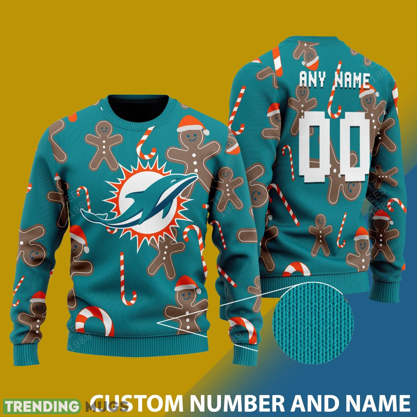 Dolphins Snowflakes Reindeer 3D Sweater Custom Number And Name - 001Dolphins - CUSTOMIZE YOUR NAME & NUMBER Photo 1 Dolphins Snowflakes Reindeer 3D Sweater Custom Number And Name - 001Dolphins - CUSTOMIZE YOUR NAME & NUMBER Photo 1