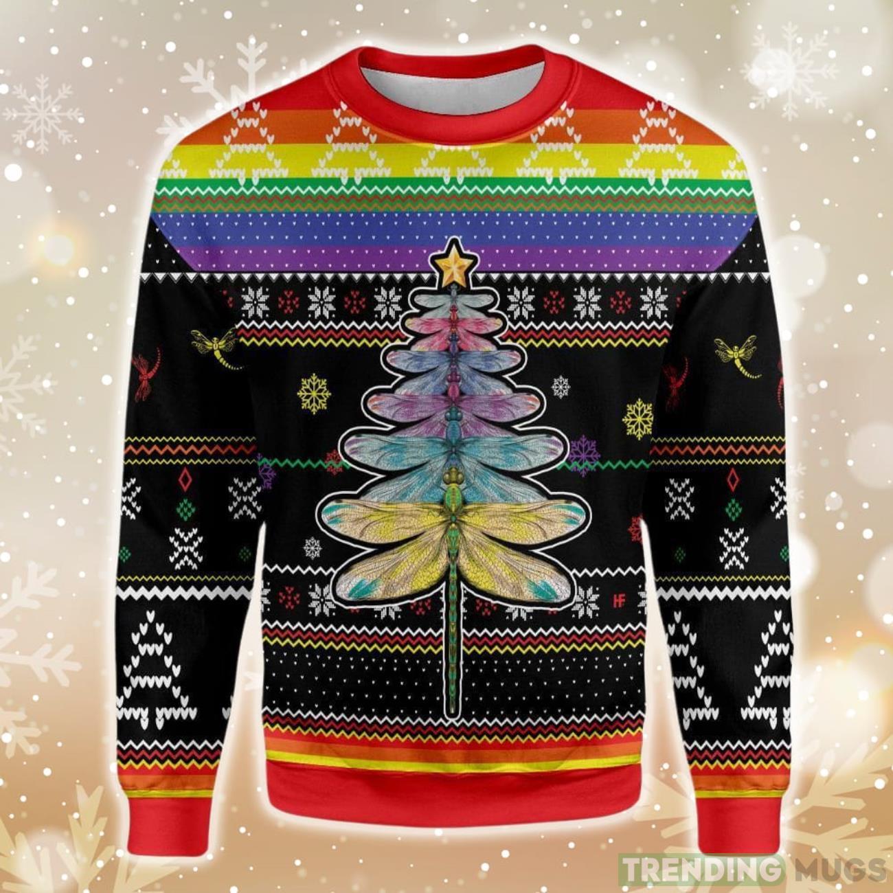 Dragonfly Christmas Tree Ugly Christmas Sweater Product Photo 1