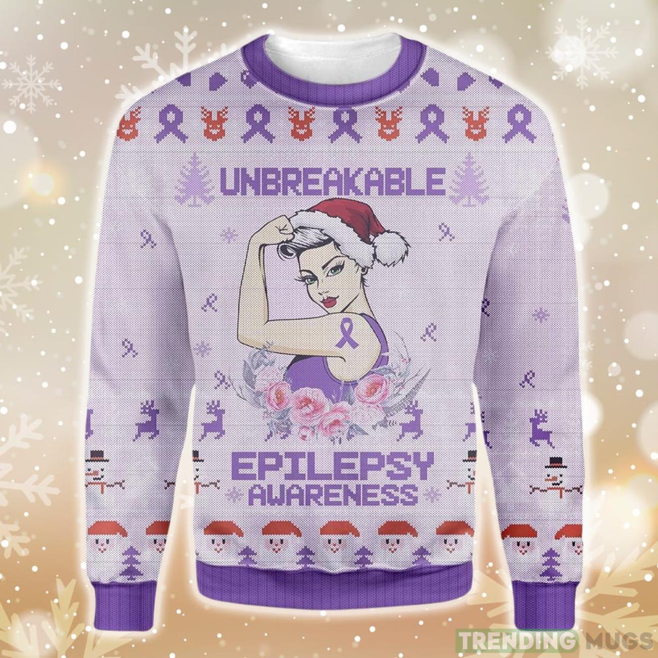 Epilepsy Awareness Unbreakable Ugly Christmas Sweater Product Photo 1 Epilepsy Awareness Unbreakable Ugly Christmas Sweater Product Photo 1