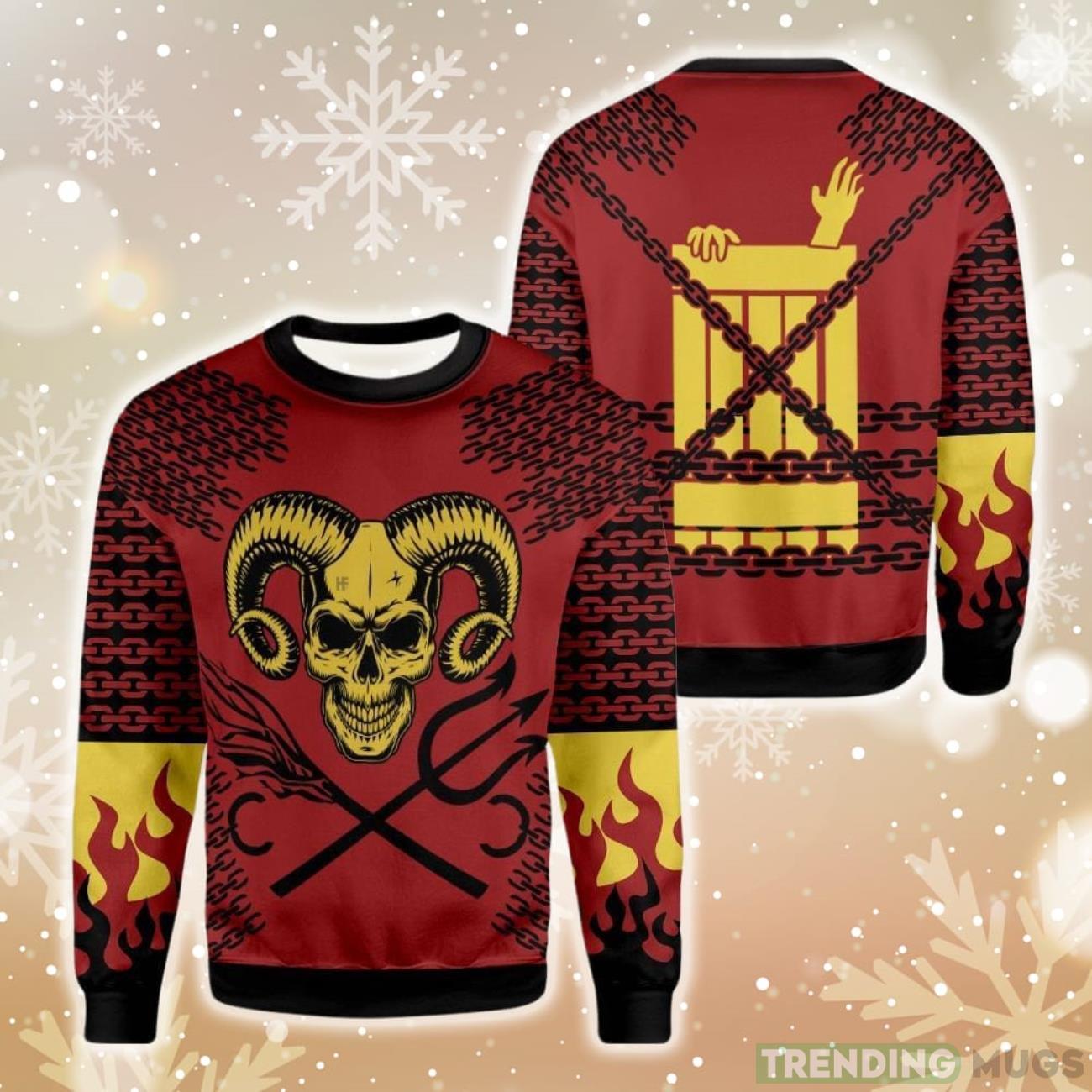 Evil Skull In Hell Ugly Christmas Sweater 3D Sweater Evil Skull In Hell Ugly Christmas Sweater 3D Sweater