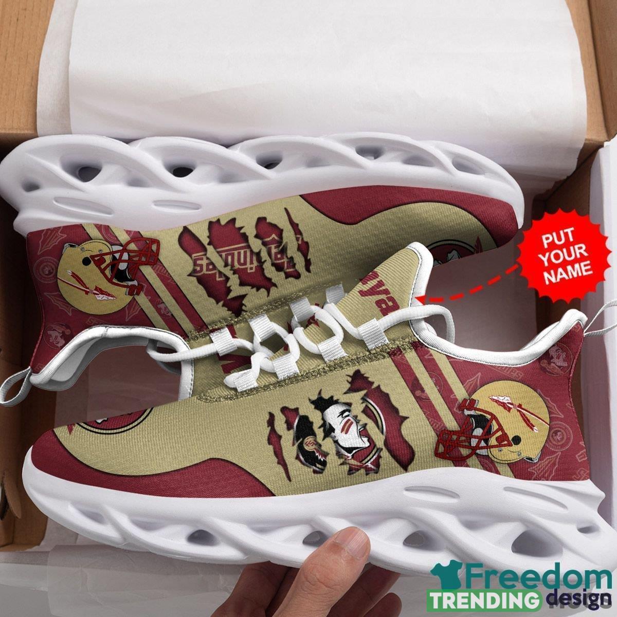 Florida State Seminoles Logo Chunky Sneakers In Brown And Red Custom Name Max Soul Shoes Gift For Fans - Florida State Seminoles Logo Pattern In Brown And Red Custom Name 3D Max Soul Sneaker Shoes_1 Florida State Seminoles Logo Chunky Sneakers In Brown And Red Custom Name Max Soul Shoes Gift For Fans - Florida State Seminoles Logo Pattern In Brown And Red Custom Name 3D Max Soul Sneaker Shoes_1