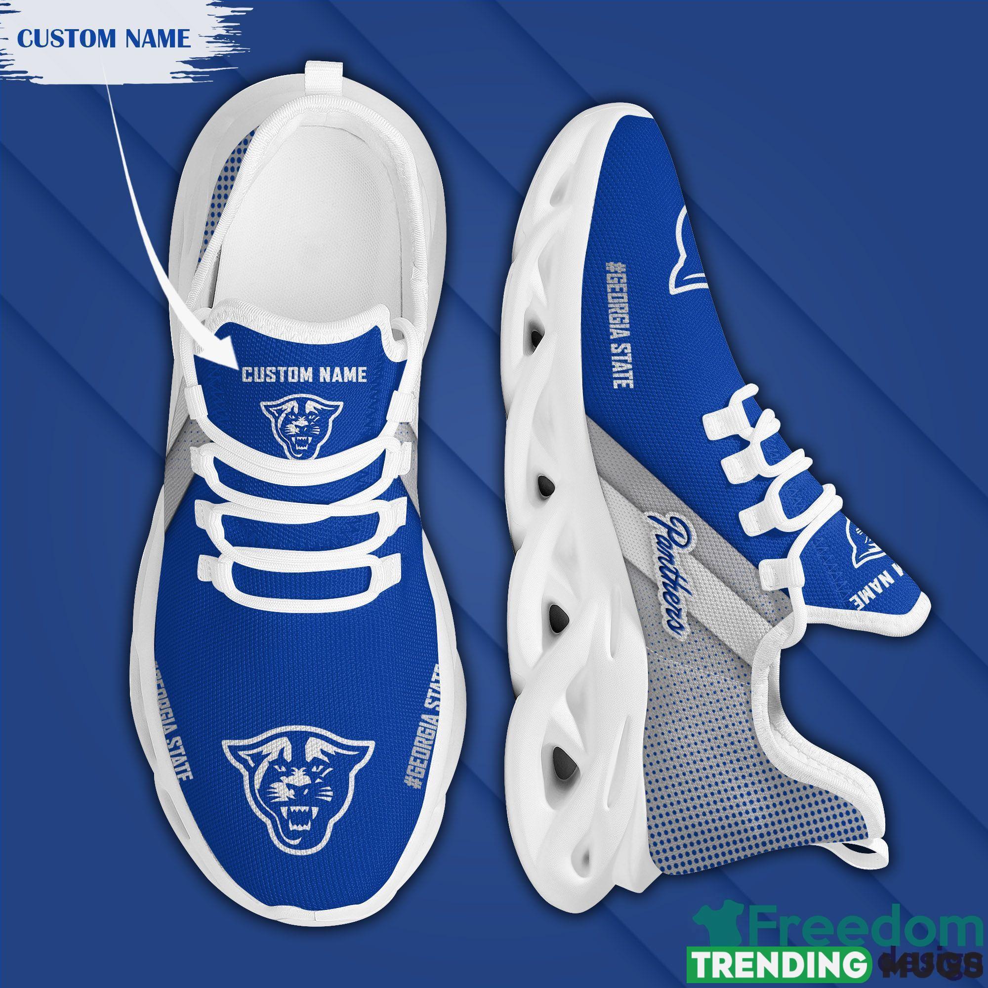 Georgia State Panthers Logo Chunky Sneakers Custom Name Max Soul Shoes In Gray And Blue Gift For Fans Max Soul Georgia State Panthers Logo Chunky Sneakers Custom Name Max Soul Shoes In Gray And Blue Gift For Fans Max Soul