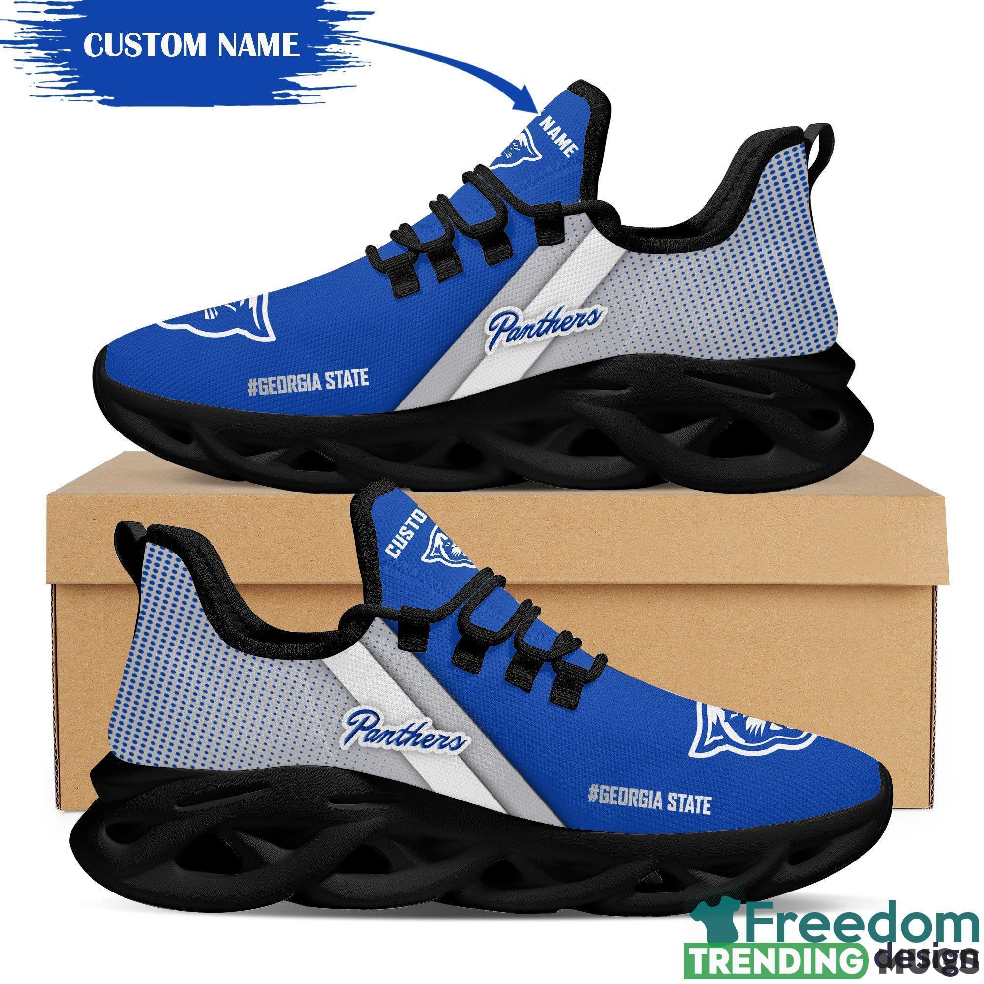 Georgia State Panthers Logo Chunky Sneakers Custom Name Max Soul Shoes In Gray And Blue Gift For Fans Max Soul Georgia State Panthers Logo Chunky Sneakers Custom Name Max Soul Shoes In Gray And Blue Gift For Fans Max Soul