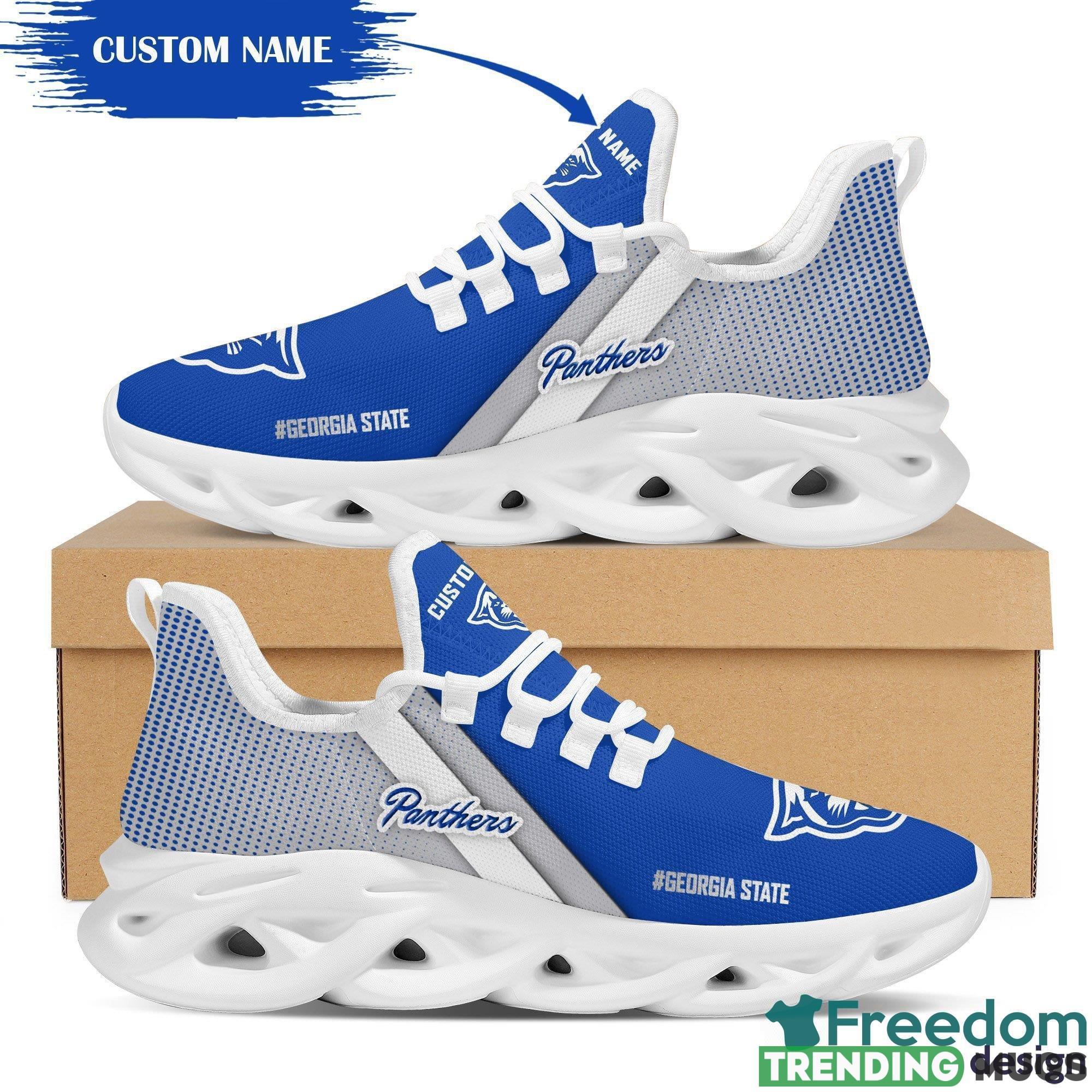 Georgia State Panthers Logo Chunky Sneakers Custom Name Max Soul Shoes In Gray And Blue Gift For Fans - Georgia State Panthers Logo Pattern Custom Name 3D Max Soul Sneaker Shoes In Gray And Blue_1 Georgia State Panthers Logo Chunky Sneakers Custom Name Max Soul Shoes In Gray And Blue Gift For Fans - Georgia State Panthers Logo Pattern Custom Name 3D Max Soul Sneaker Shoes In Gray And Blue_1