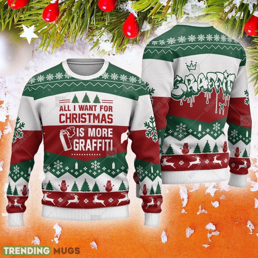 Graffiti All I Want For Is Graffiti Animals Ugly Christmas Sweater AOP Gift For Men And Women - Graffiti All I Want For Is Graffiti Animals Ugly Christmas Sweater AOP Gift For Men And Women