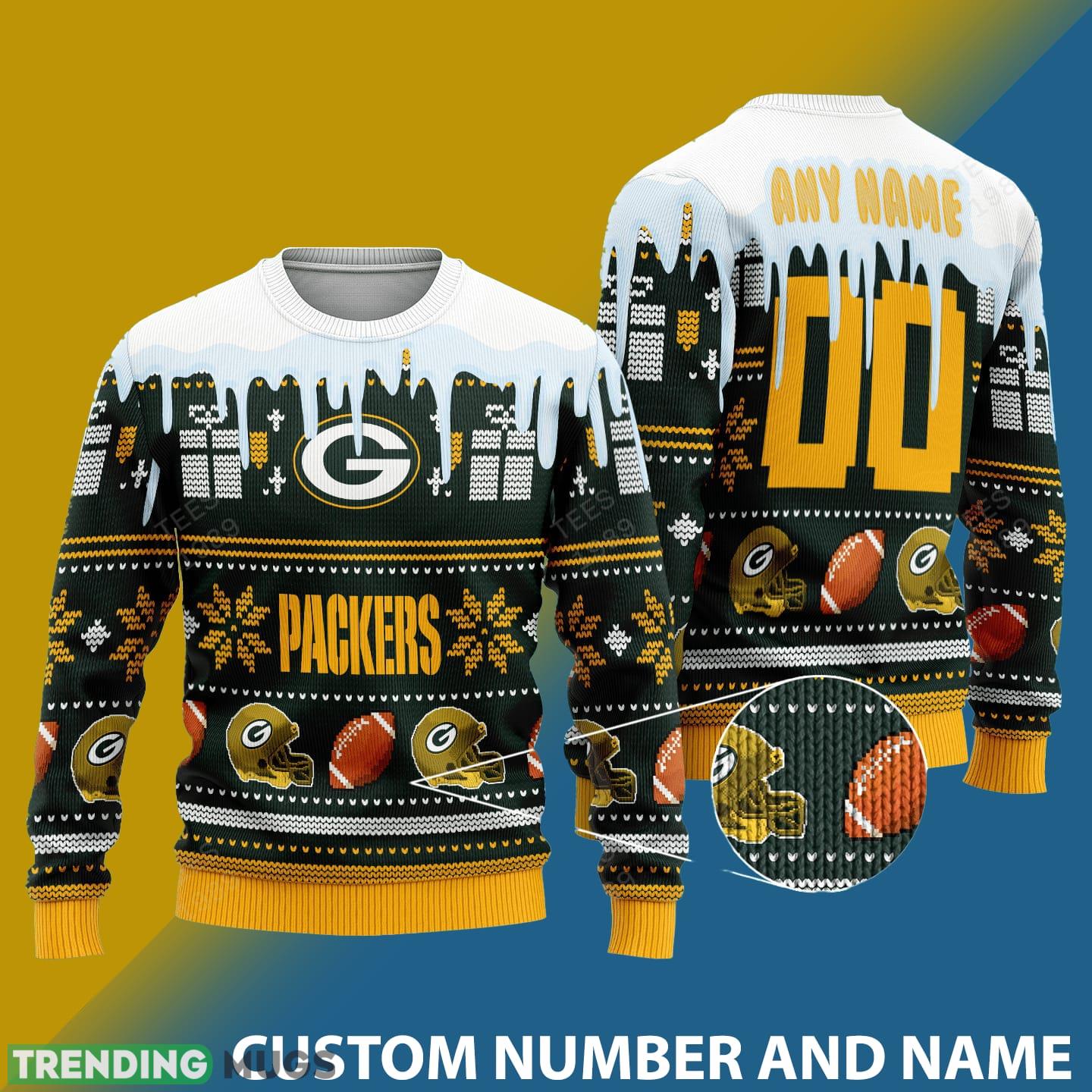 Green Bay Packers Graphics NFL Snowflakes Reindeer 3D Sweater Custom Number And Name - Green Bay Packers v2 NFL Knitted Sweater Photo 1 Green Bay Packers Graphics NFL Snowflakes Reindeer 3D Sweater Custom Number And Name - Green Bay Packers v2 NFL Knitted Sweater Photo 1