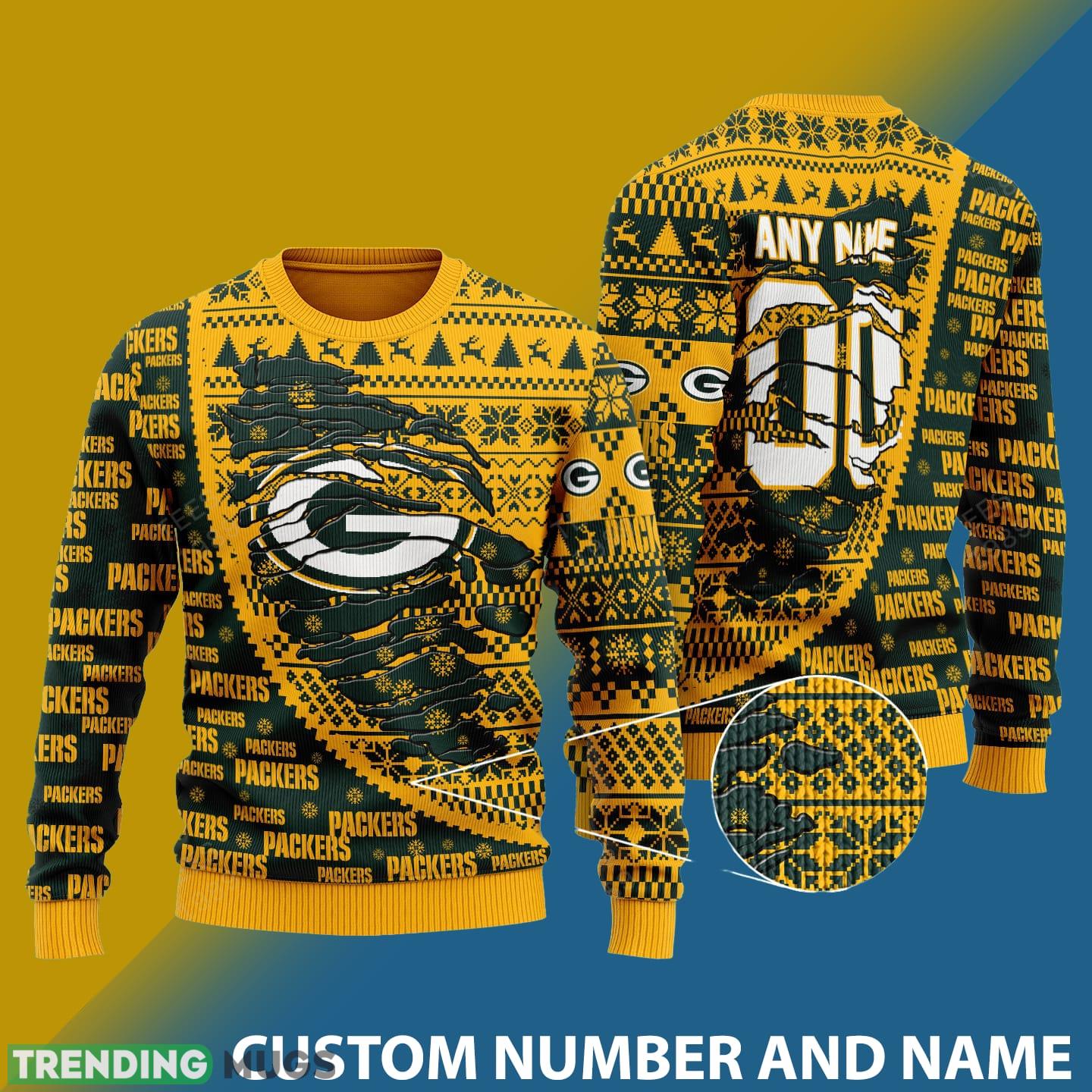 Green Bay Packers NFL Christmas Snowflakes Reindeer 3D Sweater Custom Number And Name - Green Bay Packers NFL Christmas Knitted Sweater Photo 1 Green Bay Packers NFL Christmas Snowflakes Reindeer 3D Sweater Custom Number And Name - Green Bay Packers NFL Christmas Knitted Sweater Photo 1