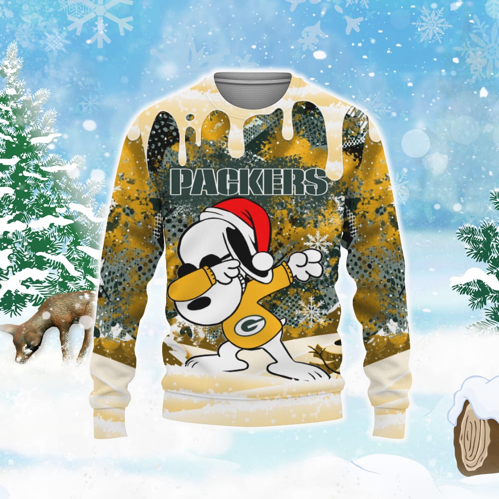 Green Bay Snoopy Dabbing The Peanuts Sports Football American Christmas Dripping Matching Ugly Xmas Sweater 3D Sweater Green Bay Snoopy Dabbing The Peanuts Sports Football American Christmas Dripping Matching Ugly Xmas Sweater 3D Sweater
