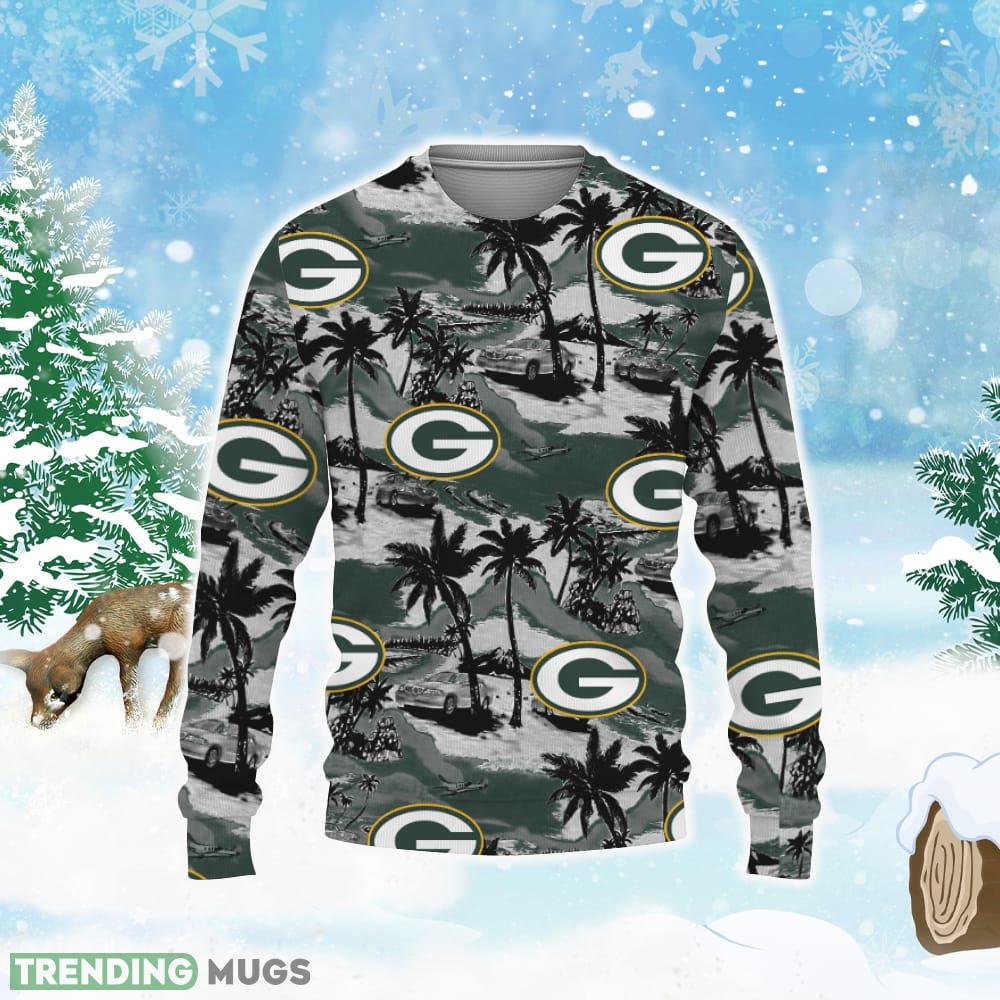 Green Bay Tropical Patterns Knitted Christmas Sweater All Over Print 3D Sweater Green Bay Tropical Patterns Knitted Christmas Sweater All Over Print 3D Sweater