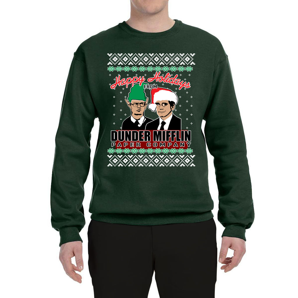 Happy Holidays From Dunder Mifflin Inc, Paper Company Mike and Dwight Sweater Sweatshirt For Men And Women Gift Ugly Christmas Dark Shirt Happy Holidays From Dunder Mifflin Inc, Paper Company Mike and Dwight Sweater Sweatshirt For Men And Women Gift Ugly Christmas Dark Shirt