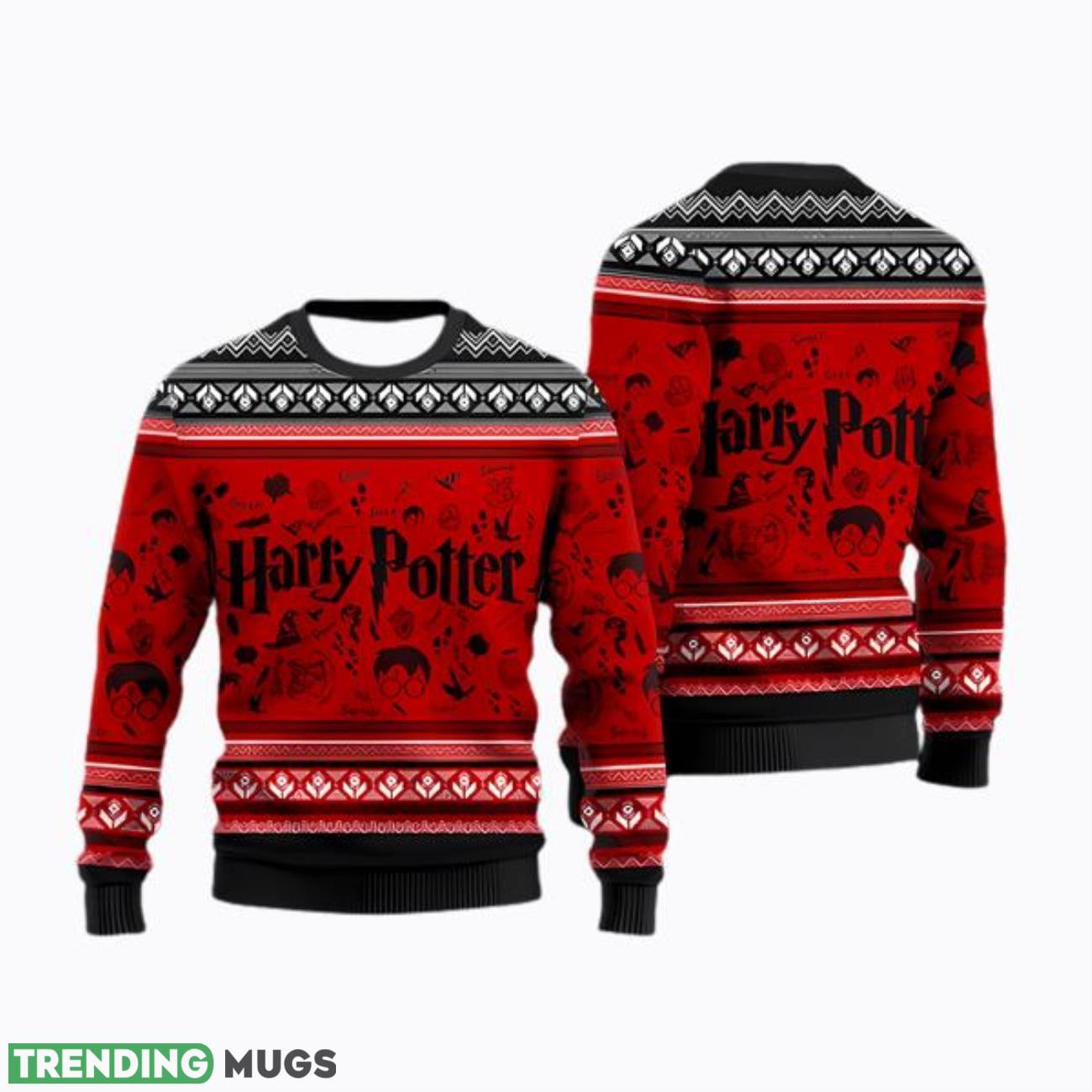 Harry Potter Red Ugly Christmas Sweater Xmas Gift Product Photo 1 Harry Potter Red Ugly Christmas Sweater Xmas Gift Product Photo 1