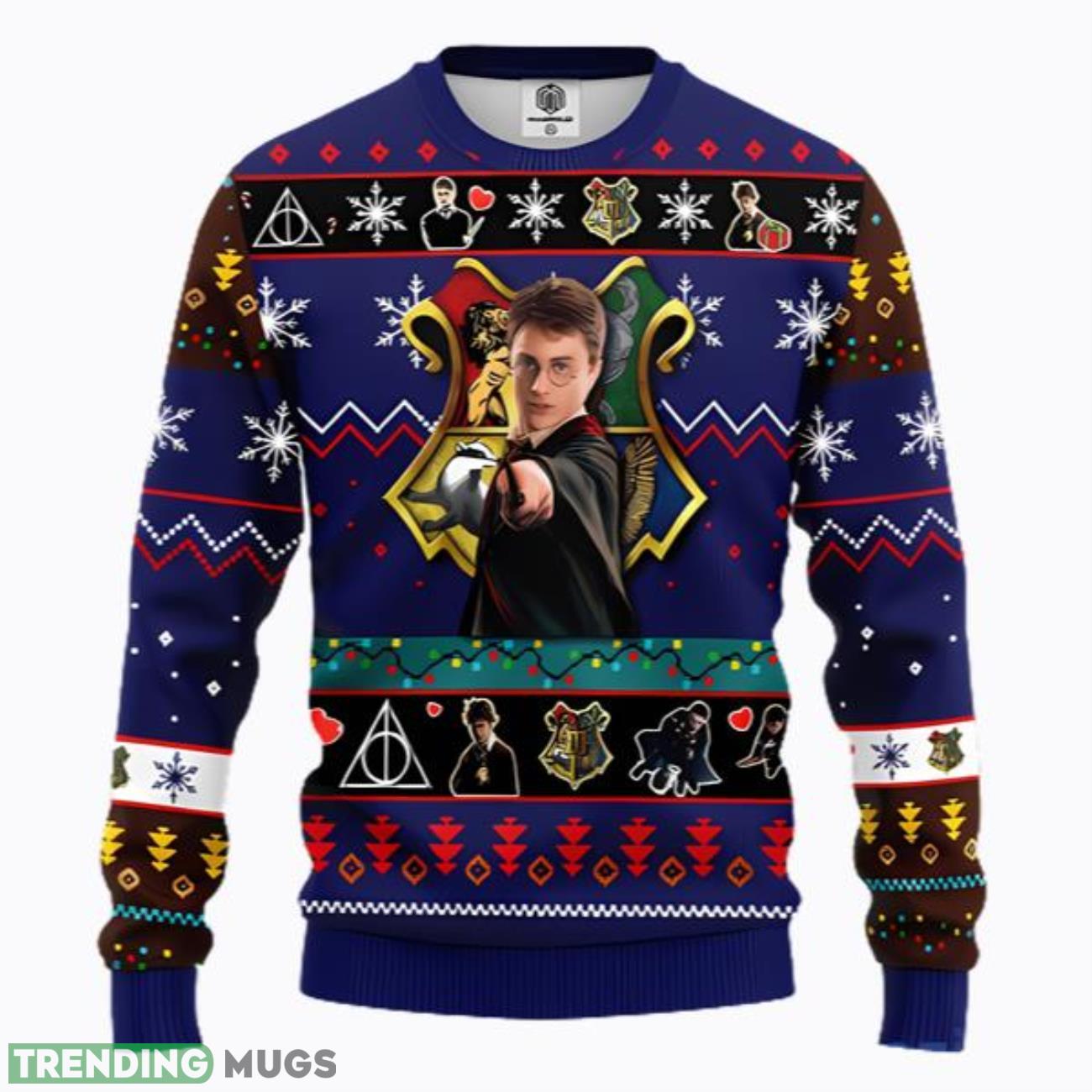 Harry Potter Ugly Christmas Sweater Blue For Men And Women Product Photo 1 Harry Potter Ugly Christmas Sweater Blue For Men And Women Product Photo 1