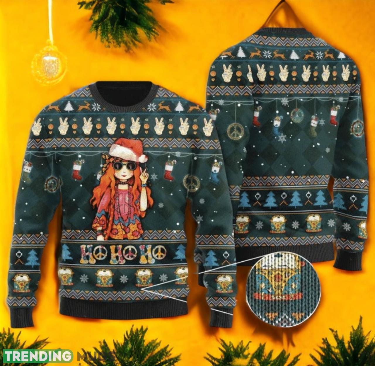 Hippie Ugly Christmas Sweater For Men & Women Product Photo 1 Hippie Ugly Christmas Sweater For Men & Women Product Photo 1