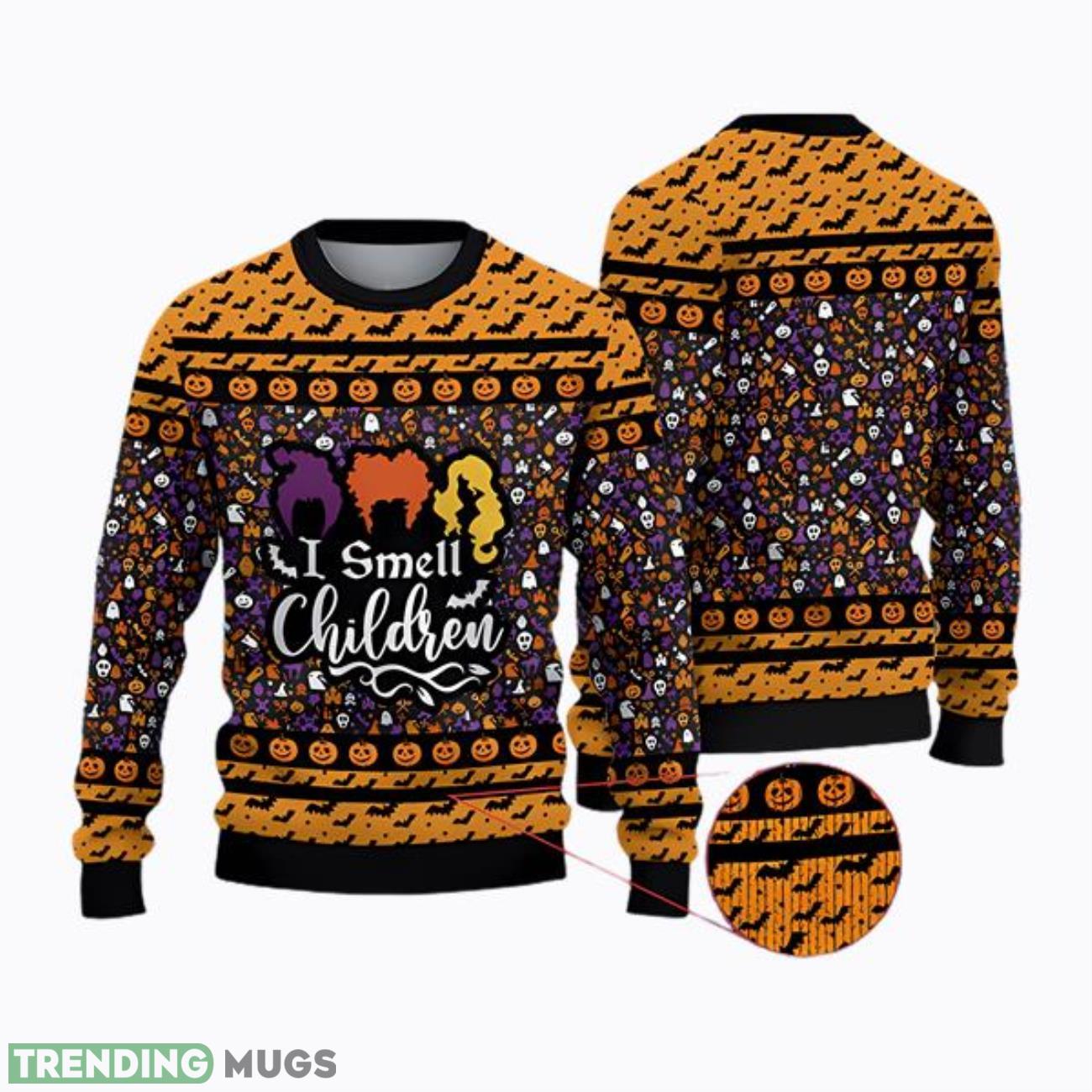 Hocus Pocus I Smell Children Sanderson Sisters 3D Ugly Christmas Sweater Product Photo 1 Hocus Pocus I Smell Children Sanderson Sisters 3D Ugly Christmas Sweater Product Photo 1