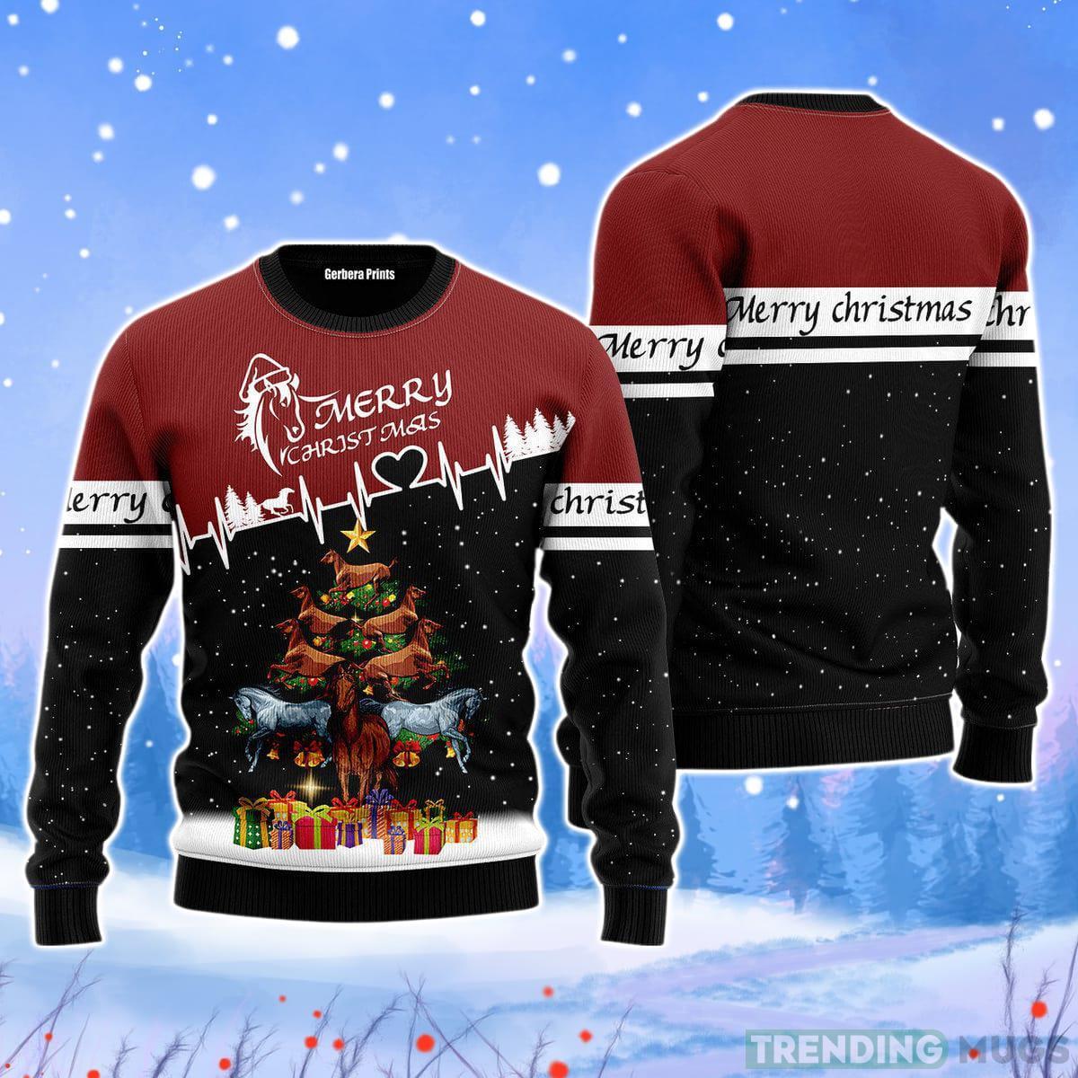 Horse Christmas Tree Christmas Unisex Ugly Sweater For Men Women Product Photo 1 Horse Christmas Tree Christmas Unisex Ugly Sweater For Men Women Product Photo 1