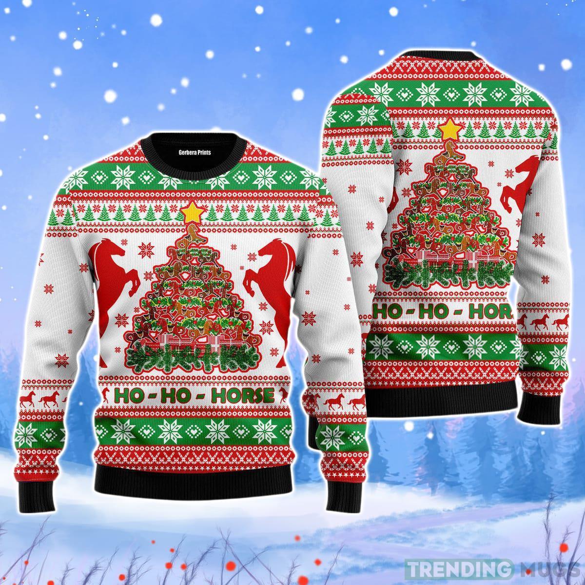 Horse Christmas Tree Christmas Unisex Ugly Sweater Product Photo 1 Horse Christmas Tree Christmas Unisex Ugly Sweater Product Photo 1