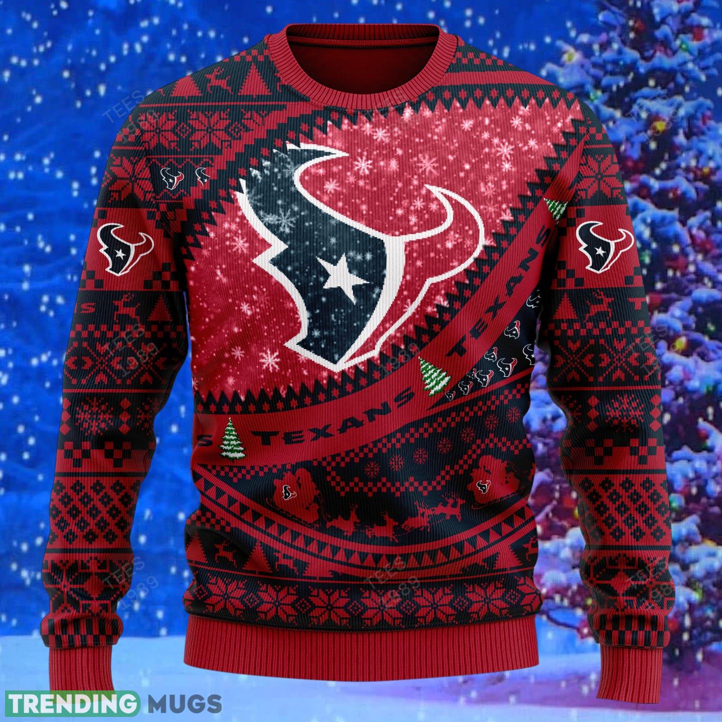 Houston Texans NFL Ugly Snowflakes Reindeer 3D Sweater Custom Number And Name 3D Sweater Houston Texans NFL Ugly Snowflakes Reindeer 3D Sweater Custom Number And Name 3D Sweater