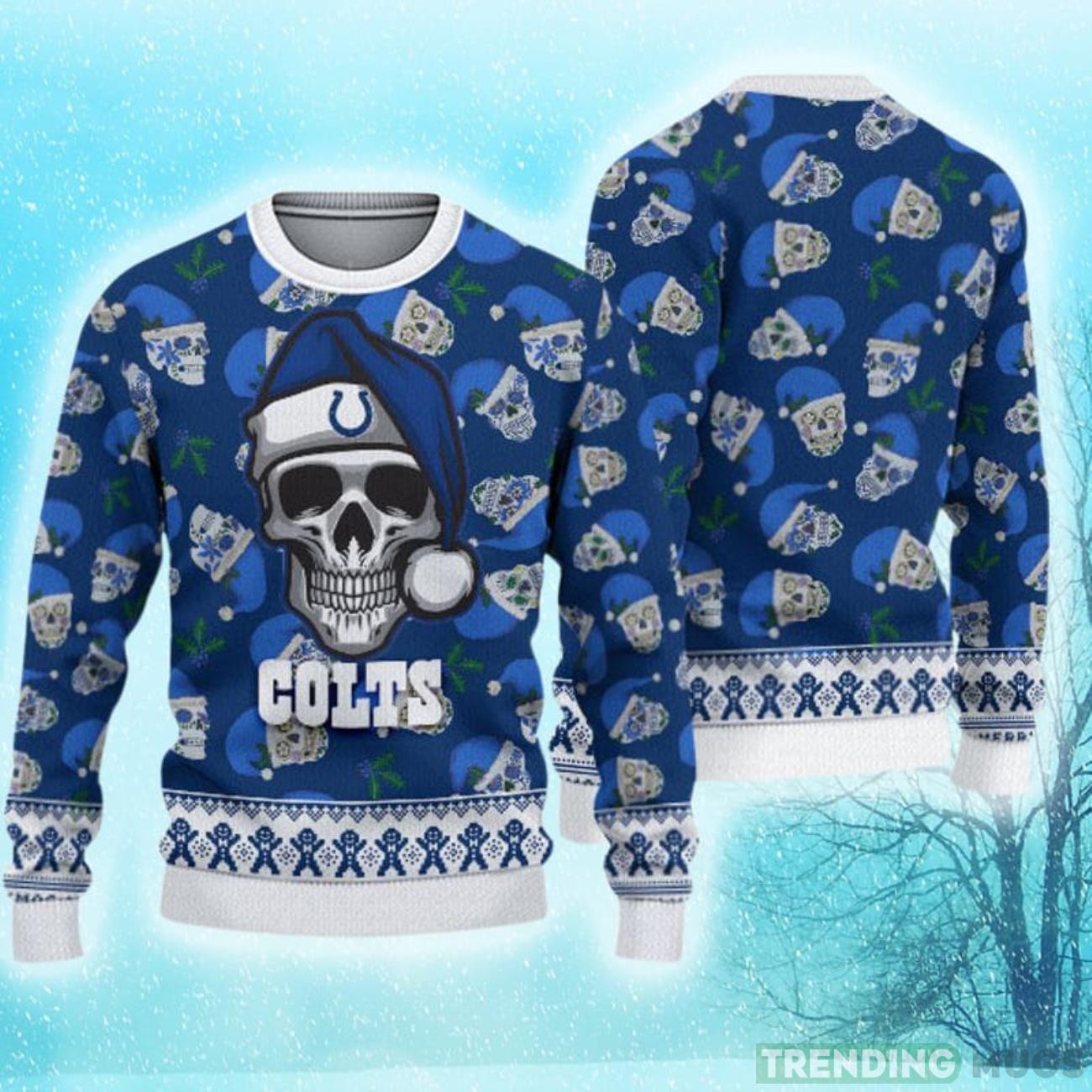 Indianapolis Colts Christmas Skull Hot Trending Ugly Sweater For Men Women Product Photo 1 Indianapolis Colts Christmas Skull Hot Trending Ugly Sweater For Men Women Product Photo 1