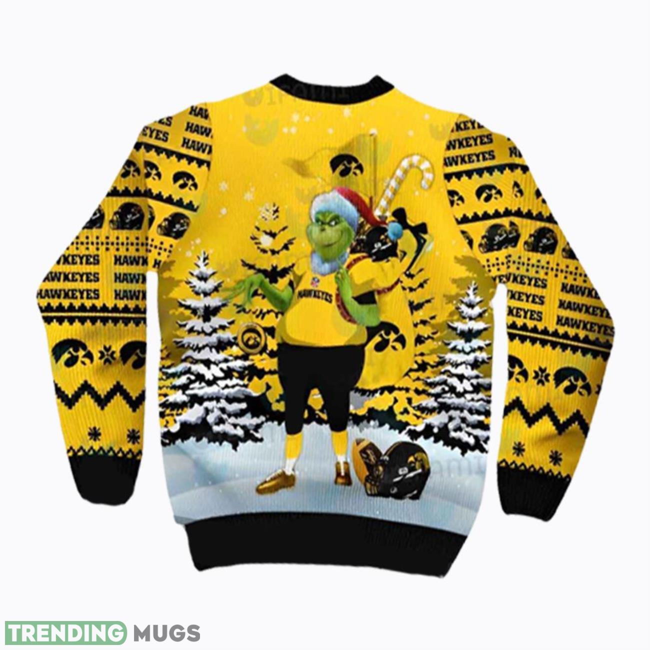 Iowa Hawkeyes Team Grinch Ugly Christmas 3D Sweater Product Photo 1 Iowa Hawkeyes Team Grinch Ugly Christmas 3D Sweater Product Photo 1