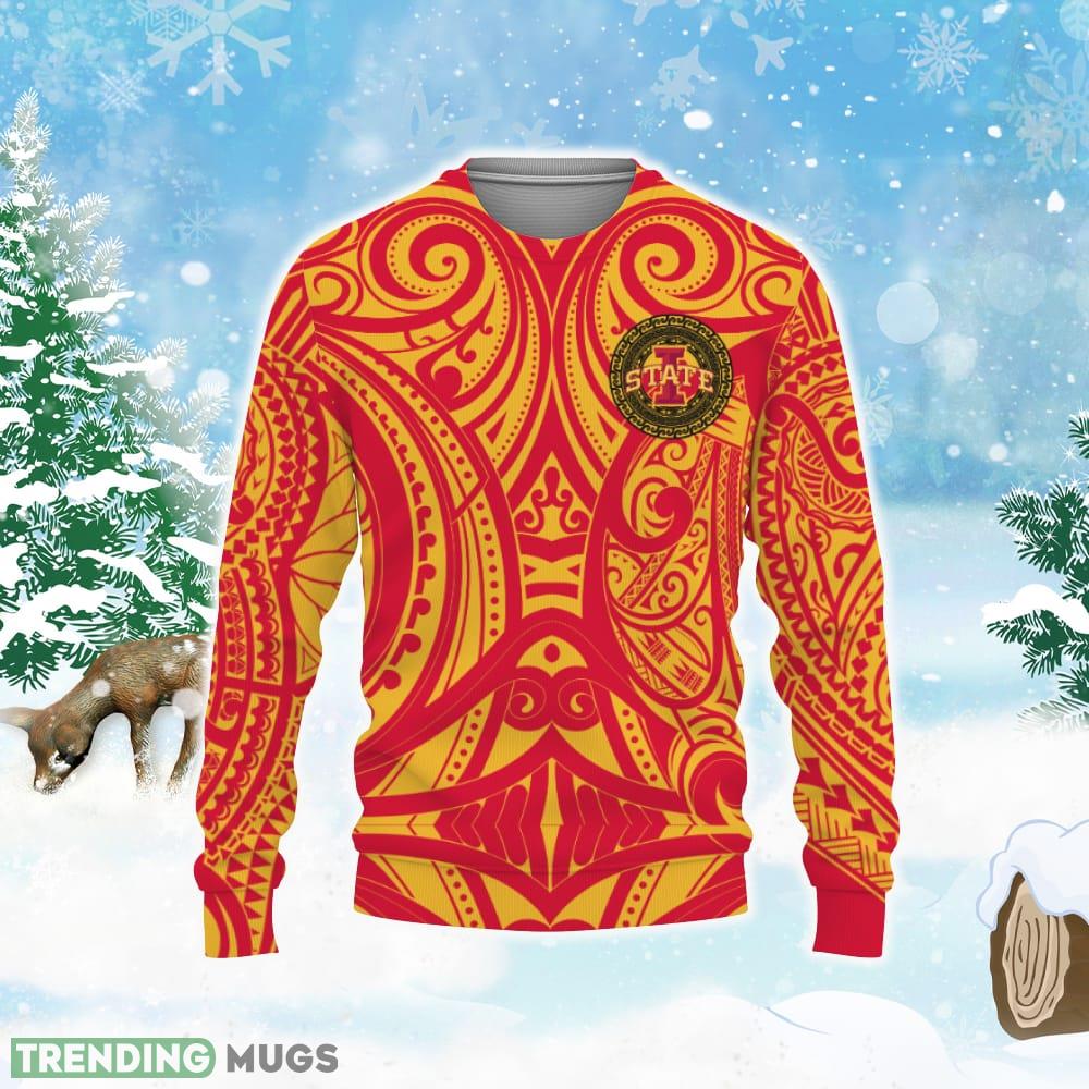 Iowa State Cyclones Polynesian Tattoo Mix Team Ugly Xmas AOP Sweater 3D Sweater Iowa State Cyclones Polynesian Tattoo Mix Team Ugly Xmas AOP Sweater 3D Sweater