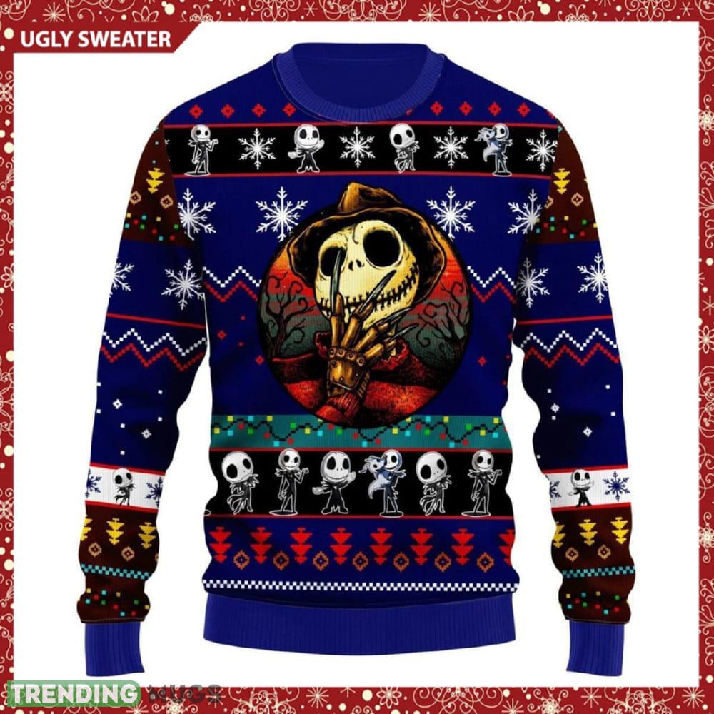 Jack Skellington Blue Knitted 3D Sweater For Christmas - Jack Skellington Blue Knitted 3D Sweater For Christmas Jack Skellington Blue Knitted 3D Sweater For Christmas - Jack Skellington Blue Knitted 3D Sweater For Christmas