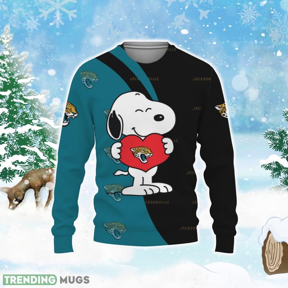 Jacksonville Jaguars Snoopy Cute Heart American Sports Team Ugly Xmas 3D Sweater 3D Sweater Jacksonville Jaguars Snoopy Cute Heart American Sports Team Ugly Xmas 3D Sweater 3D Sweater