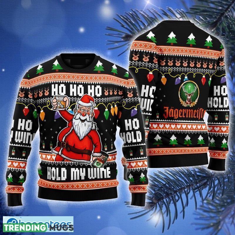 Jagermeister Black Hold My Wine Ugly Sweater Beer Ho Ho Ho For Men And Women Gift Christmas Santa Funny - Jagermeister Black Hold My Wine Ugly Sweater Beer Ho Ho Ho For Men And Women Gift Christmas Santa Funny