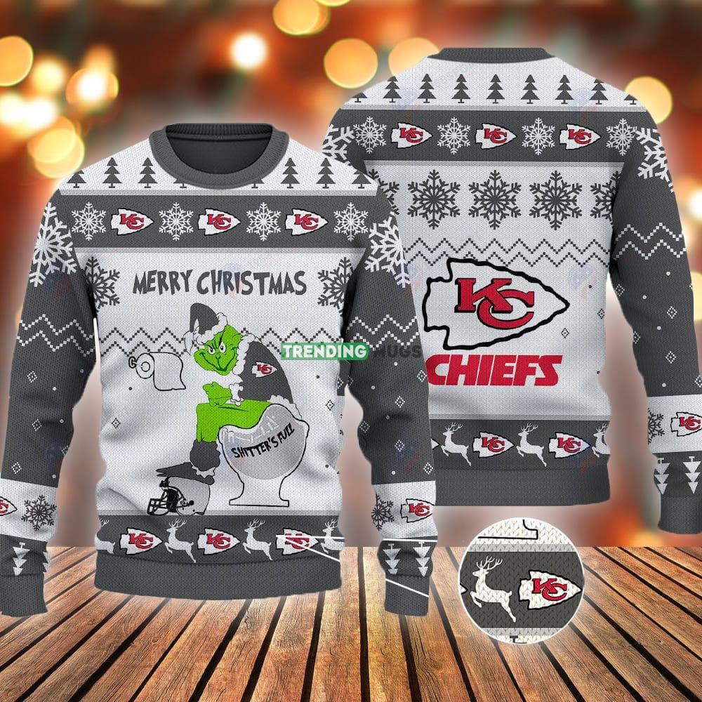 Kansas City Chiefs Grinch Shitter's Full NFL Grey Ugly Christmas Sweater 3D Sweater Kansas City Chiefs Grinch Shitter's Full NFL Grey Ugly Christmas Sweater - Kansas City Chiefs Grinch Shitter's Full NFL Grey Ugly Christmas Sweater