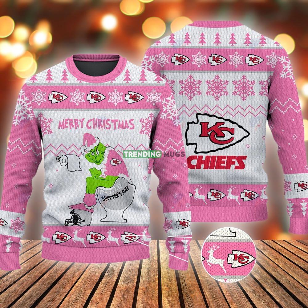 Kansas City Chiefs Grinch Shitter's Full NFL Pink Ugly Christmas Sweater 3D Sweater Kansas City Chiefs Grinch Shitter's Full NFL Pink Ugly Christmas Sweater - Kansas City Chiefs Grinch Shitter's Full NFL Pink Ugly Christmas Sweater