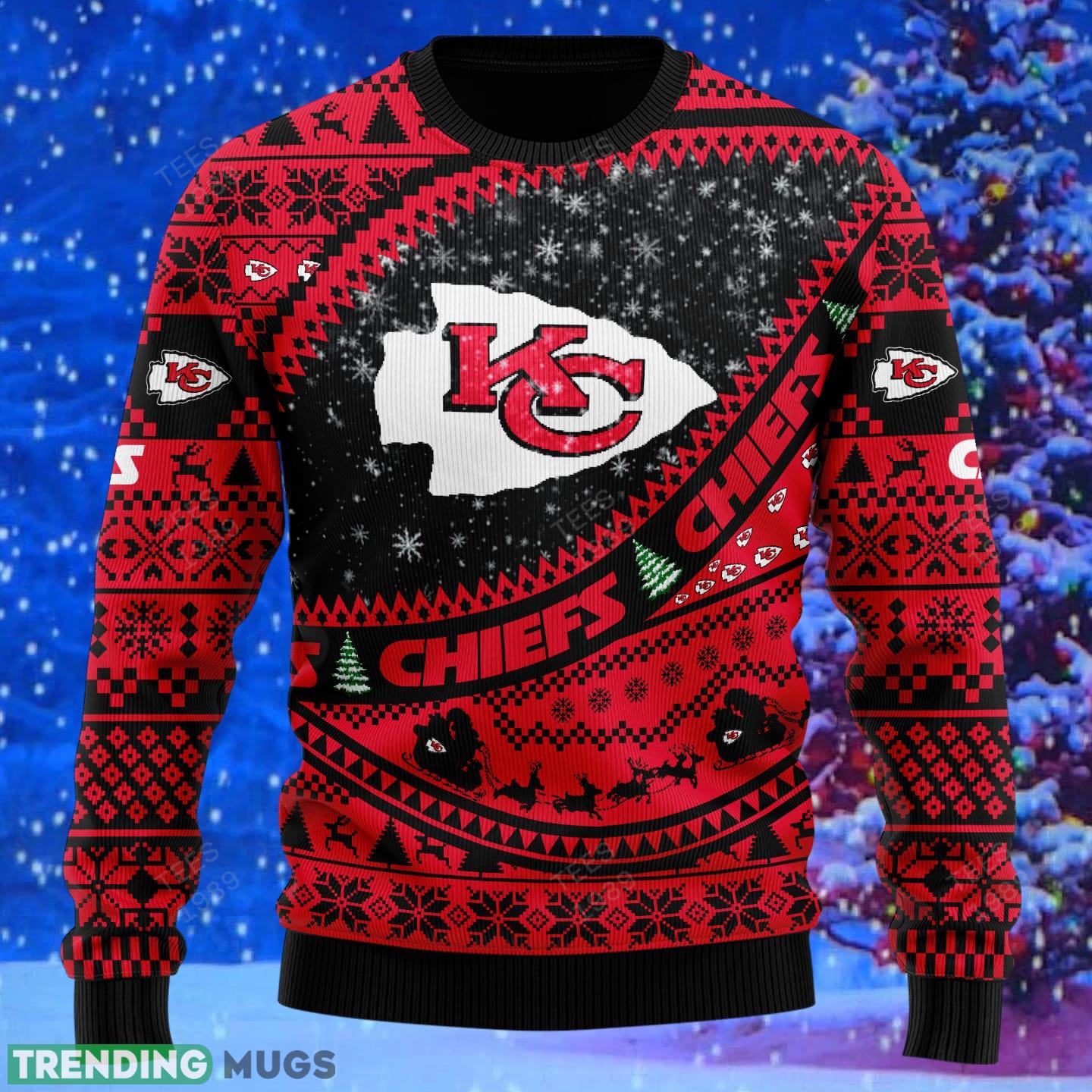 Kansas City Chiefs NFL Ugly Snowflakes Reindeer 3D Sweater Custom Number And Name 3D Sweater Kansas City Chiefs NFL Ugly Snowflakes Reindeer 3D Sweater Custom Number And Name 3D Sweater
