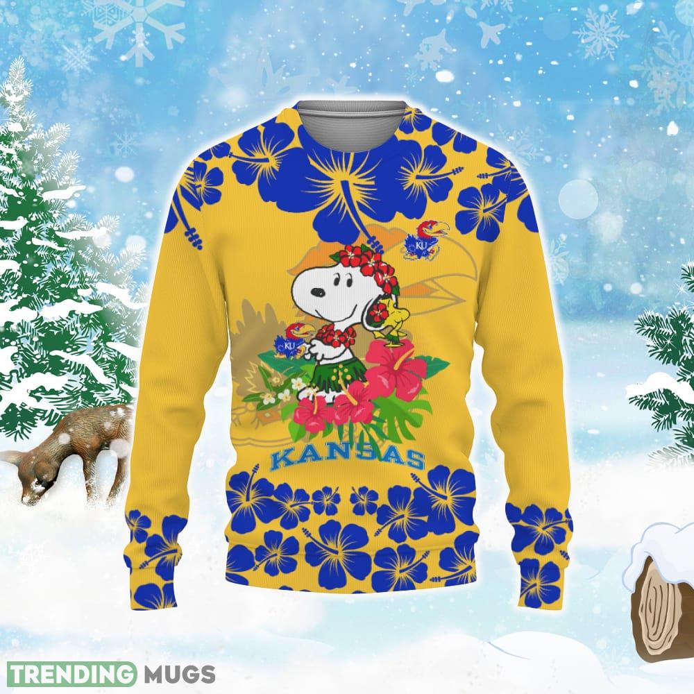 Kansas Jayhawks Champions Sports Hibiscus Hawaiian Patterns Shirt Ugly Christmas AOP Sweater 3D Sweater Kansas Jayhawks Champions Sports Hibiscus Hawaiian Patterns Shirt Ugly Christmas AOP Sweater 3D Sweater