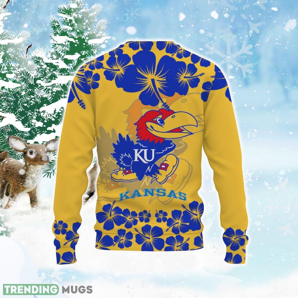 Kansas Jayhawks Champions Sports Hibiscus Hawaiian Patterns Shirt Ugly Christmas AOP Sweater 3D Sweater Kansas Jayhawks Champions Sports Hibiscus Hawaiian Patterns Shirt Ugly Christmas AOP Sweater 3D Sweater