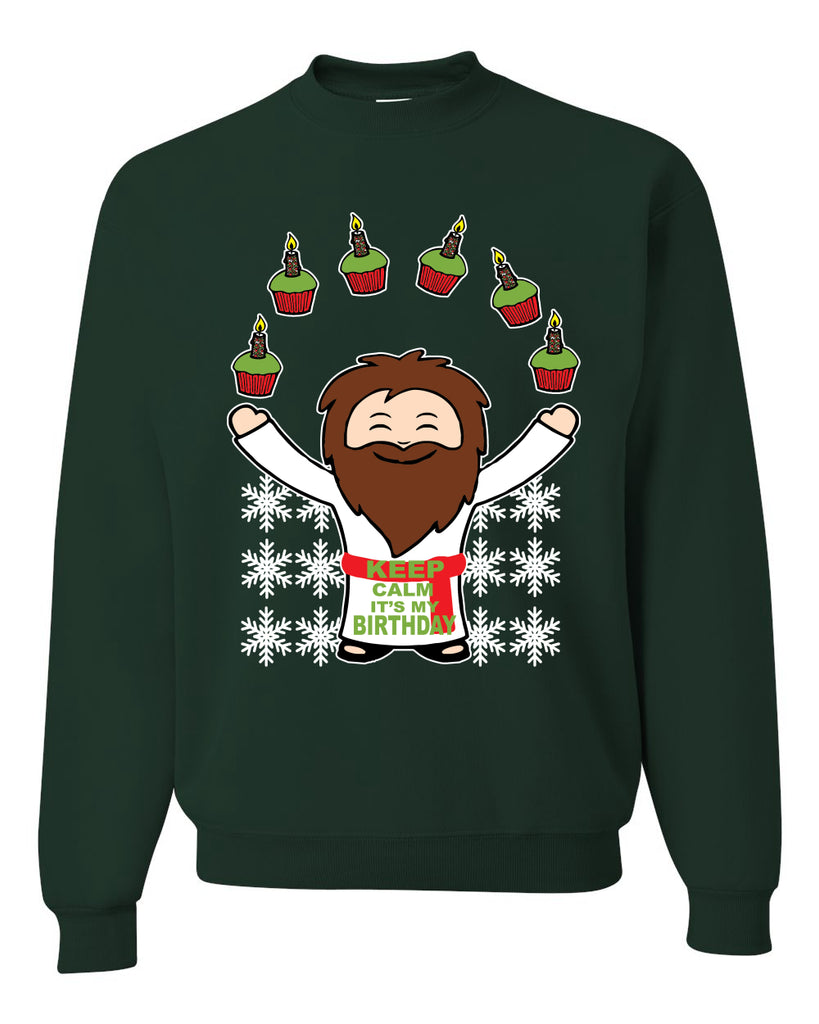 Keep Calm It's My Birthday Funny Jesus Juggling Cupcakes Merry Sweater Sweatshirt For Men And Women Gift Ugly Christmas Dark Shirt Keep Calm It's My Birthday Funny Jesus Juggling Cupcakes Merry Sweater Sweatshirt For Men And Women Gift Ugly Christmas Dark Shirt