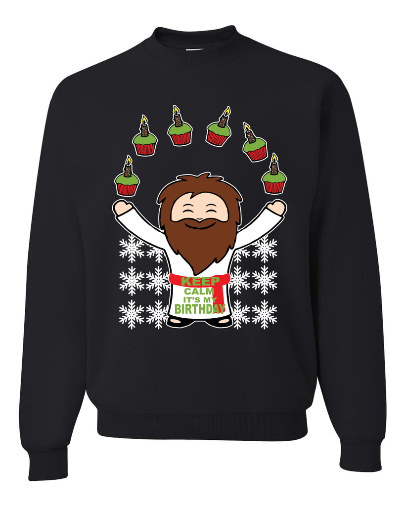 Keep Calm It's My Birthday Funny Jesus Juggling Cupcakes Merry Sweater Sweatshirt For Men And Women Gift Ugly Christmas Dark Shirt Keep Calm It's My Birthday Funny Jesus Juggling Cupcakes Merry Sweater Sweatshirt For Men And Women Gift Ugly Christmas - 031023-053626