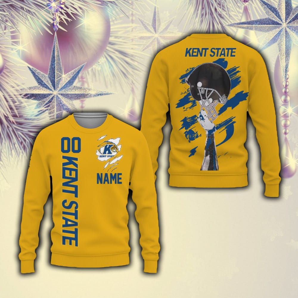 Kent State Golden Flashes Sports American Football Helmet Best Trends Custom Number And Name 3D Sweater Christmas For Fans Gift - 211023-080355