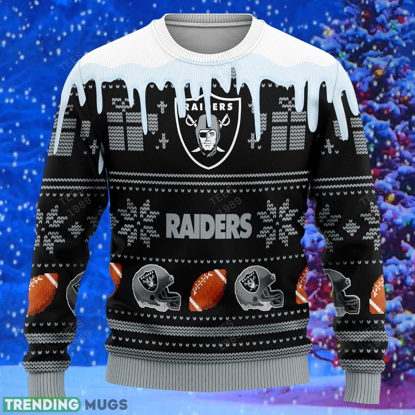 Las Vegas Raiders Graphics NFL Snowflakes Reindeer 3D Sweater Custom Number And Name 3D Sweater Las Vegas Raiders Graphics NFL Snowflakes Reindeer 3D Sweater Custom Number And Name 3D Sweater