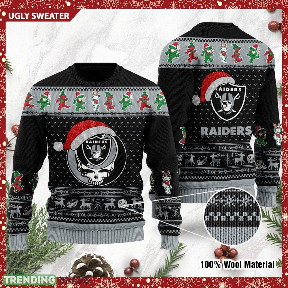Las Vegas Raiders Grateful Dead SKull And Bears Knitted 3D Sweater For Christmas - Las Vegas Raiders Grateful Dead SKull And Bears Knitted 3D Sweater For Christmas Las Vegas Raiders Grateful Dead SKull And Bears Knitted 3D Sweater For Christmas - Las Vegas Raiders Grateful Dead SKull And Bears Knitted 3D Sweater For Christmas