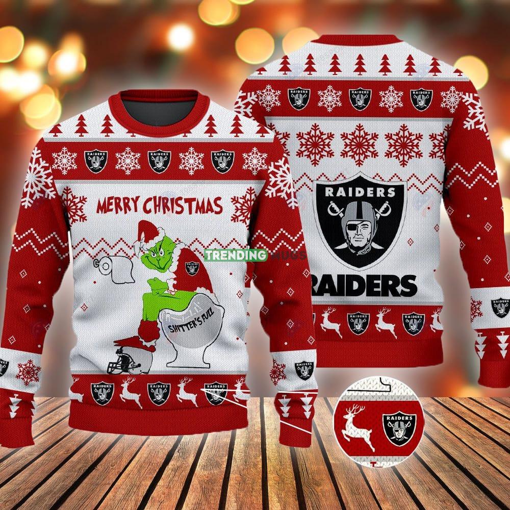 Las Vegas Raiders Grinch Shitter's Full NFL Red Ugly Christmas Sweater 3D Sweater Las Vegas Raiders Grinch Shitter's Full NFL Red Ugly Christmas Sweater - Las Vegas Raiders Grinch Shitter's Full NFL Red Ugly Christmas Sweater