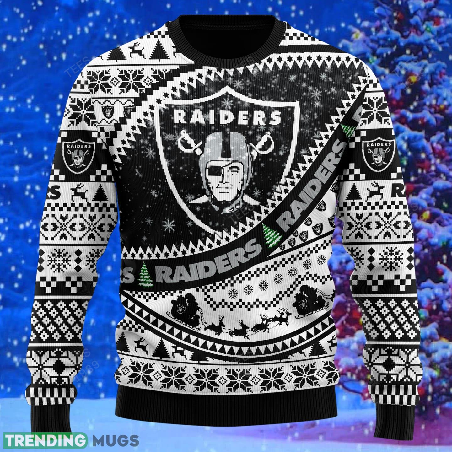 Las Vegas Raiders NFL Ugly Snowflakes Reindeer 3D Sweater Custom Number And Name 3D Sweater Las Vegas Raiders NFL Ugly Snowflakes Reindeer 3D Sweater Custom Number And Name 3D Sweater