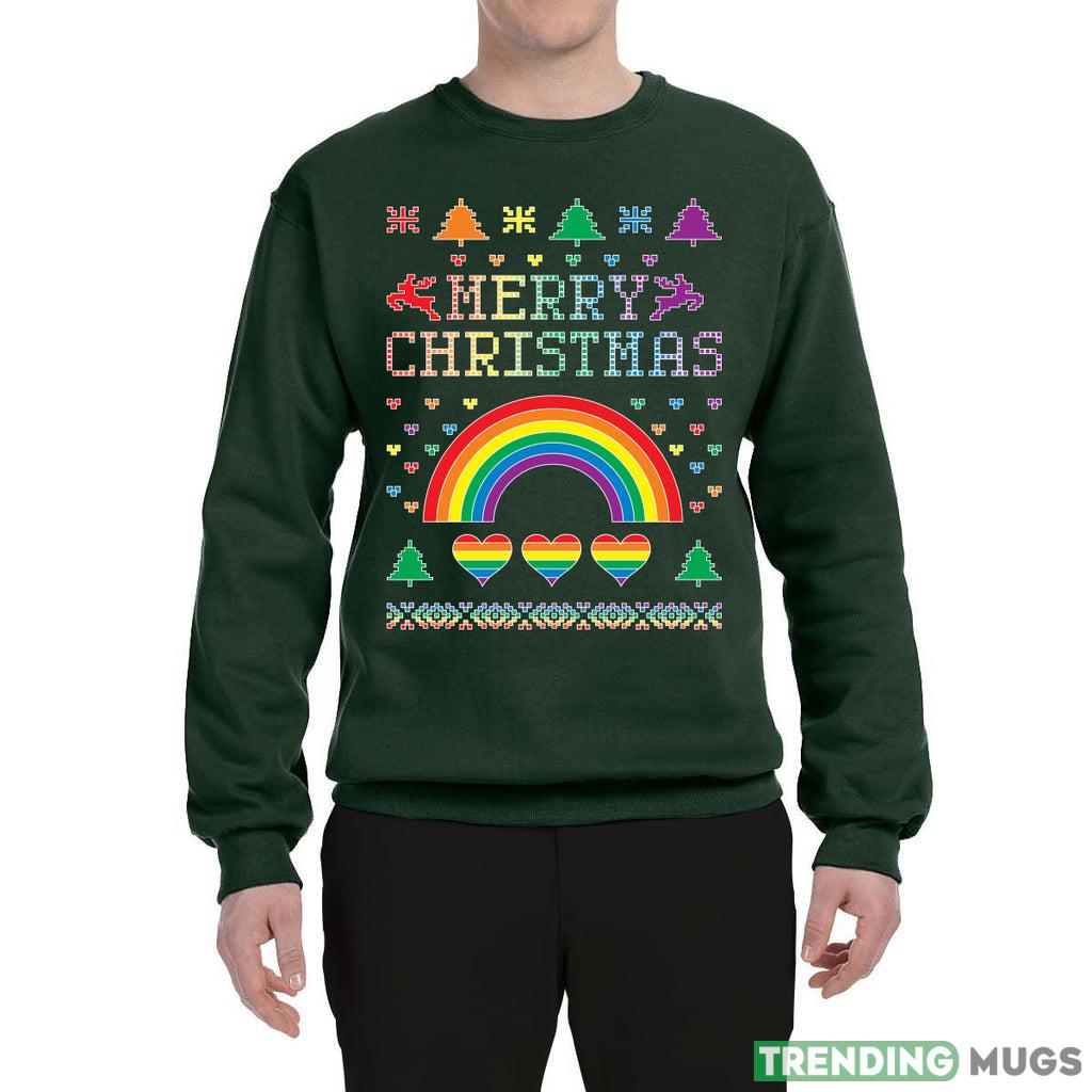 LGBT Rainbow Pride Hearts Reindeer Xmas Merry Sweater Sweatshirt For Men And Women Gift Ugly Christmas Dark Shirt LGBT Rainbow Pride Hearts Reindeer Xmas Merry Sweater Sweatshirt For Men And Women Gift Ugly Christmas Dark Shirt