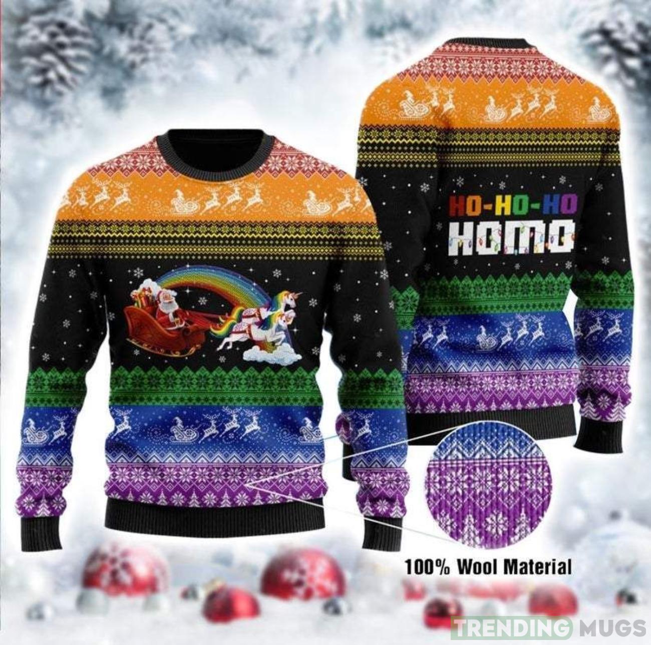 LGBT Santa Claus And Unicorn Ugly Sweater For Christmas Product Photo 1 LGBT Santa Claus And Unicorn Ugly Sweater For Christmas Product Photo 1