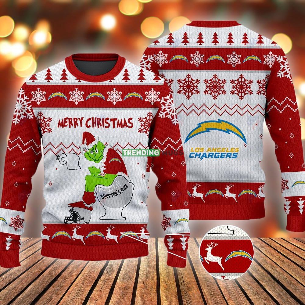 Los Angeles Chargers Grinch Shitter's Full NFL Red Ugly Christmas Sweater 3D Sweater Los Angeles Chargers Grinch Shitter's Full NFL Red Ugly Christmas Sweater - Los Angeles Chargers Grinch Shitter's Full NFL Red Ugly Christmas Sweater