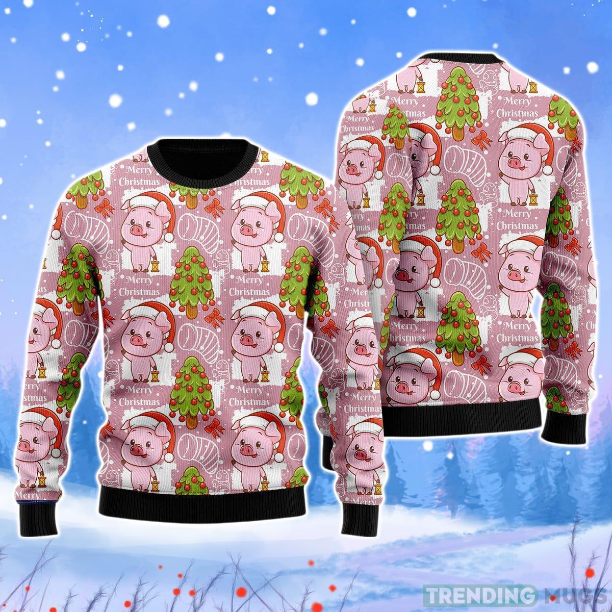 Lovely Pig On Pink Christmas Unisex Ugly Sweater Product Photo 1 Lovely Pig On Pink Christmas Unisex Ugly Sweater Product Photo 1