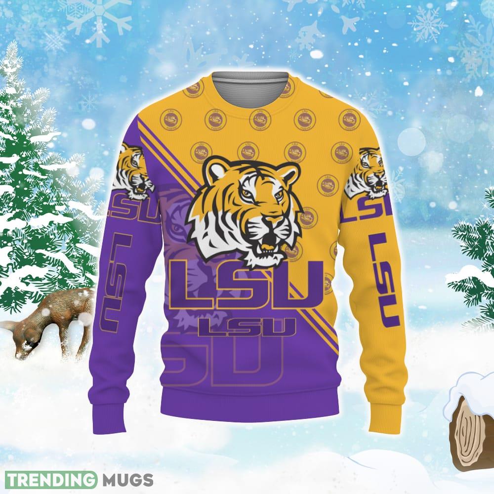 LSU Tigers Cross Style Style Ugly Xmas AOP Sweater For Fans 3D Sweater LSU Tigers Cross Style Style Ugly Xmas AOP Sweater For Fans 3D Sweater