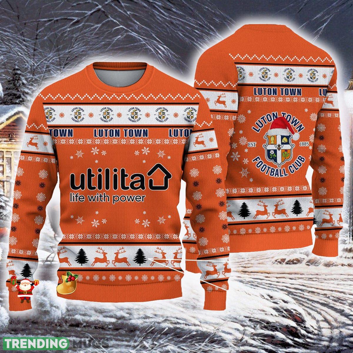 Luton Town F.C Efl Ugly Christmas 3D Sweater For Fans Gift Snow Flowers Christmas Tree Unisex - Luton Town F.C Efl Ugly Christmas 3D Sweater For Fans Gift Luton Town F.C Efl Ugly Christmas 3D Sweater For Fans Gift Snow Flowers Christmas Tree Unisex - Luton Town F.C Efl Ugly Christmas 3D Sweater For Fans Gift